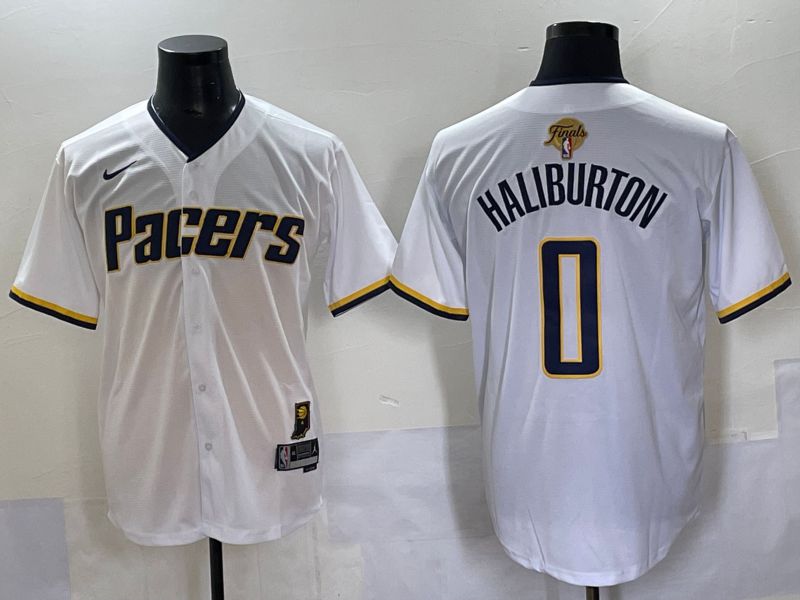 Men 2025 Indiana Pacers #0 Haliburton White Joint Name NBA Jersey style 24